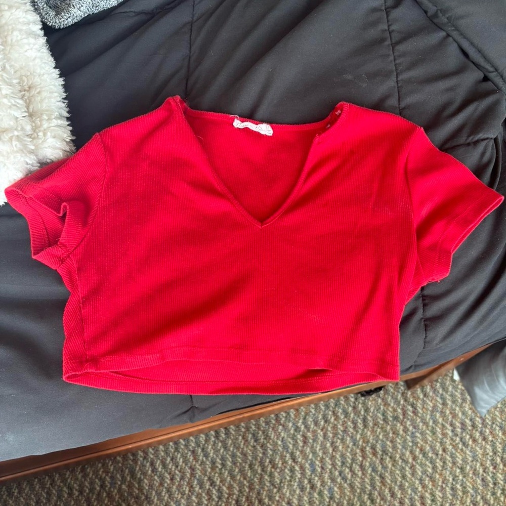 Heart Hips Bold Red V-Neck Crop Top
